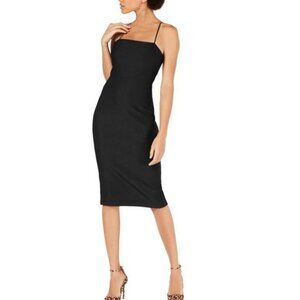 Socialite Women's Spaghetti Strap Ribbed Fitted Midi Dress in Black. XS